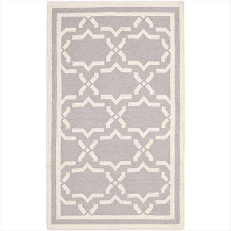 Safavieh 4 Ft. X 6 Ft. Small Rectangle Contemporary Dhurries- Grey And Ivory- Flatweave Rug DHU545G-4